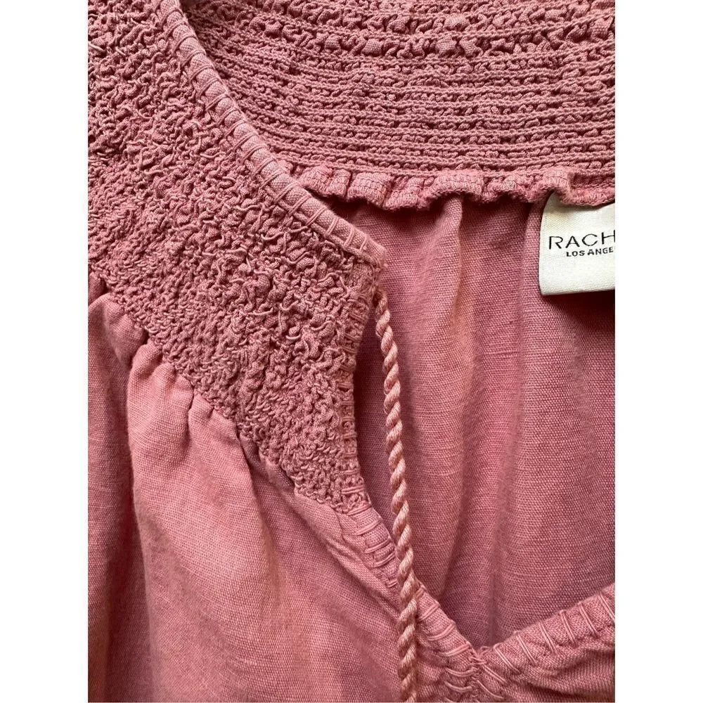 Rachel Zoe women’s pink long sleeve shirt w/ruching on neckline & wrist #26-0685